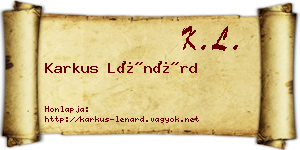 Karkus Lénárd névjegykártya